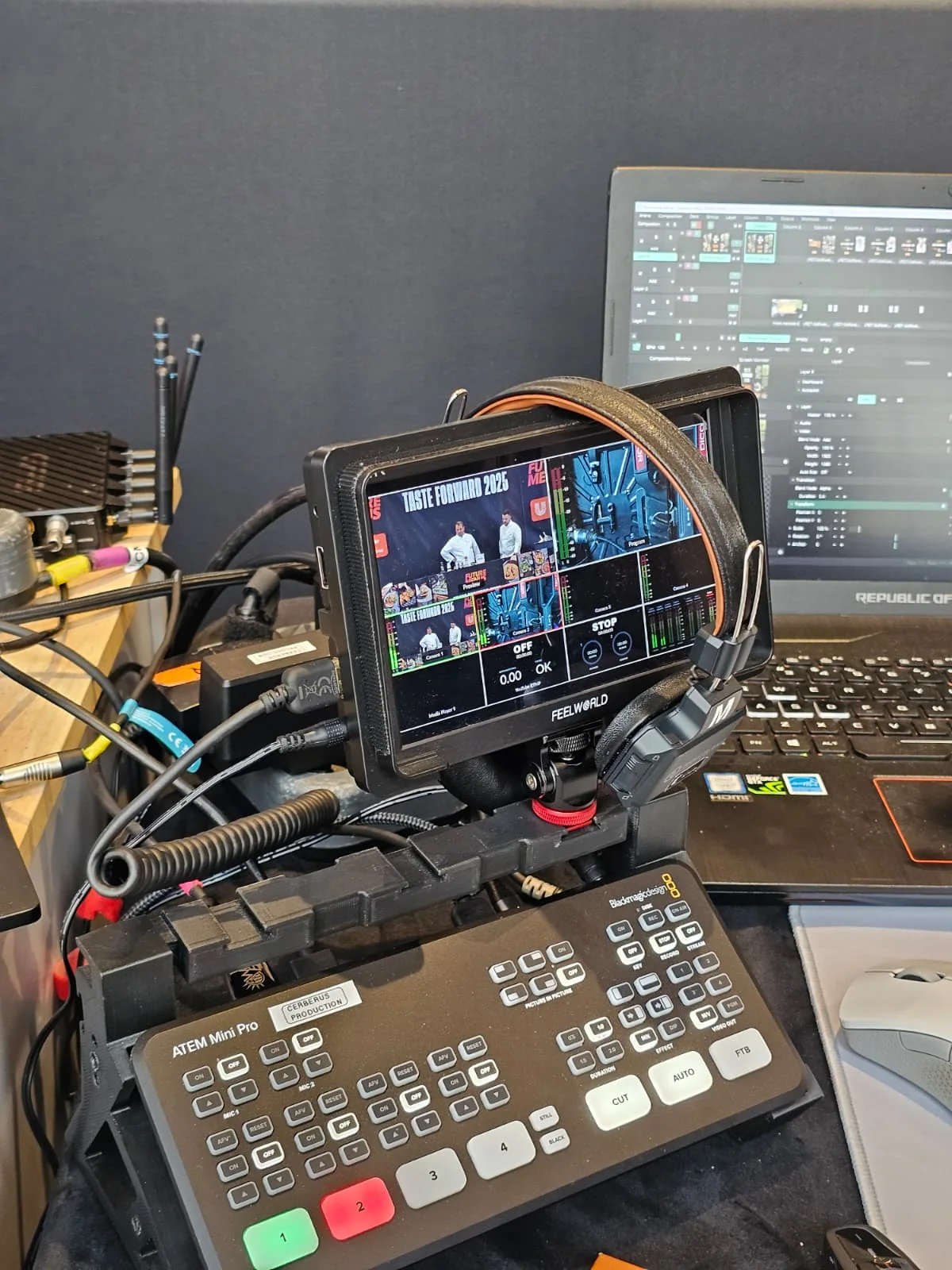 Video-control equipment and switcher used for the UniChef Cup 2025 event in Sibiu.