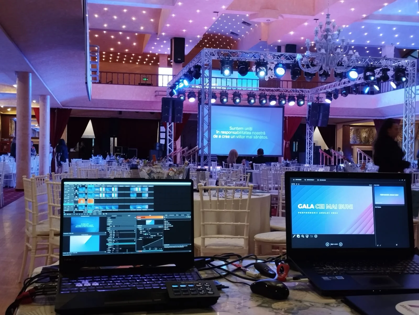Video-control position for the gala event at Restaurant Scoica in Năvodari.