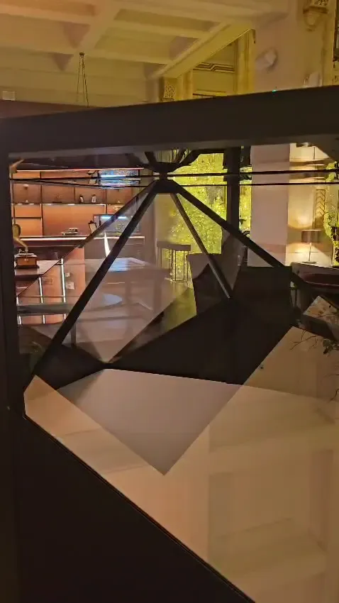 Dreamoc Diamond holographic display installed inside Hotel Marmorosch for the Ministry of Internal Affairs event in Bucharest.