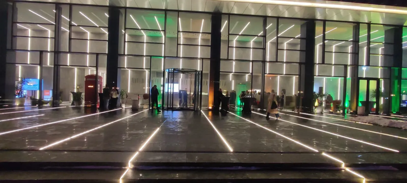 Digestmed clinic interior with architectural ambient lighting prepared for the launch event in Bucharest.