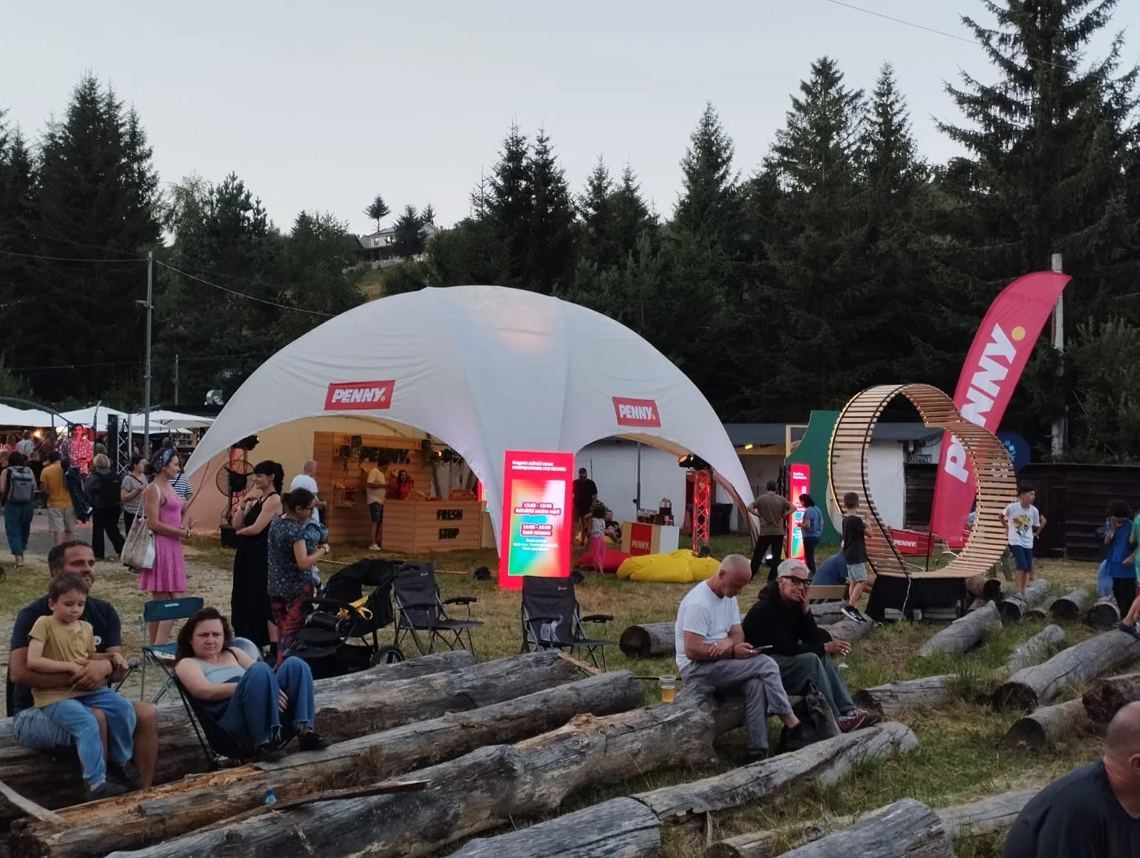 PENNY brand activation at Garana Jazz Festival with the branded tent overlooking the festival audience area.