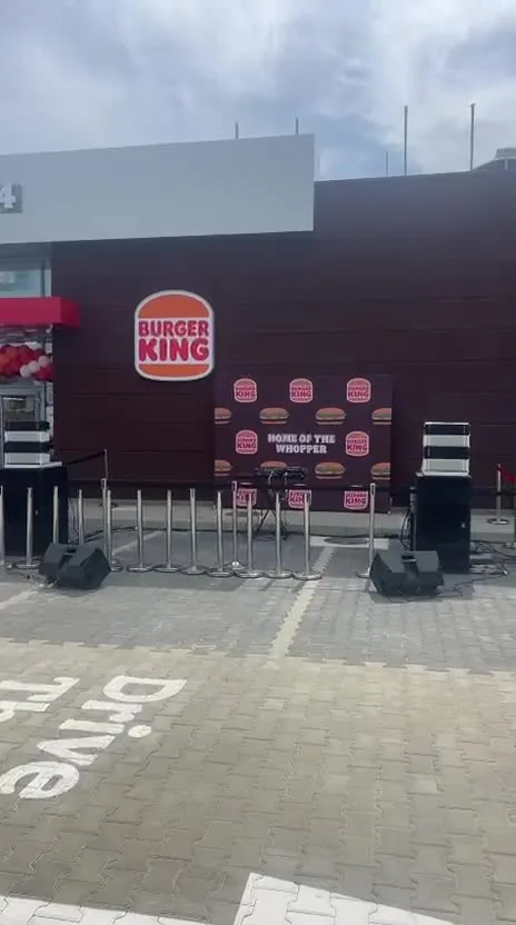 Video poster showing burger king launch event and audio setup for Burger King Bragadiru Launch at Burger King in Bragadiru.