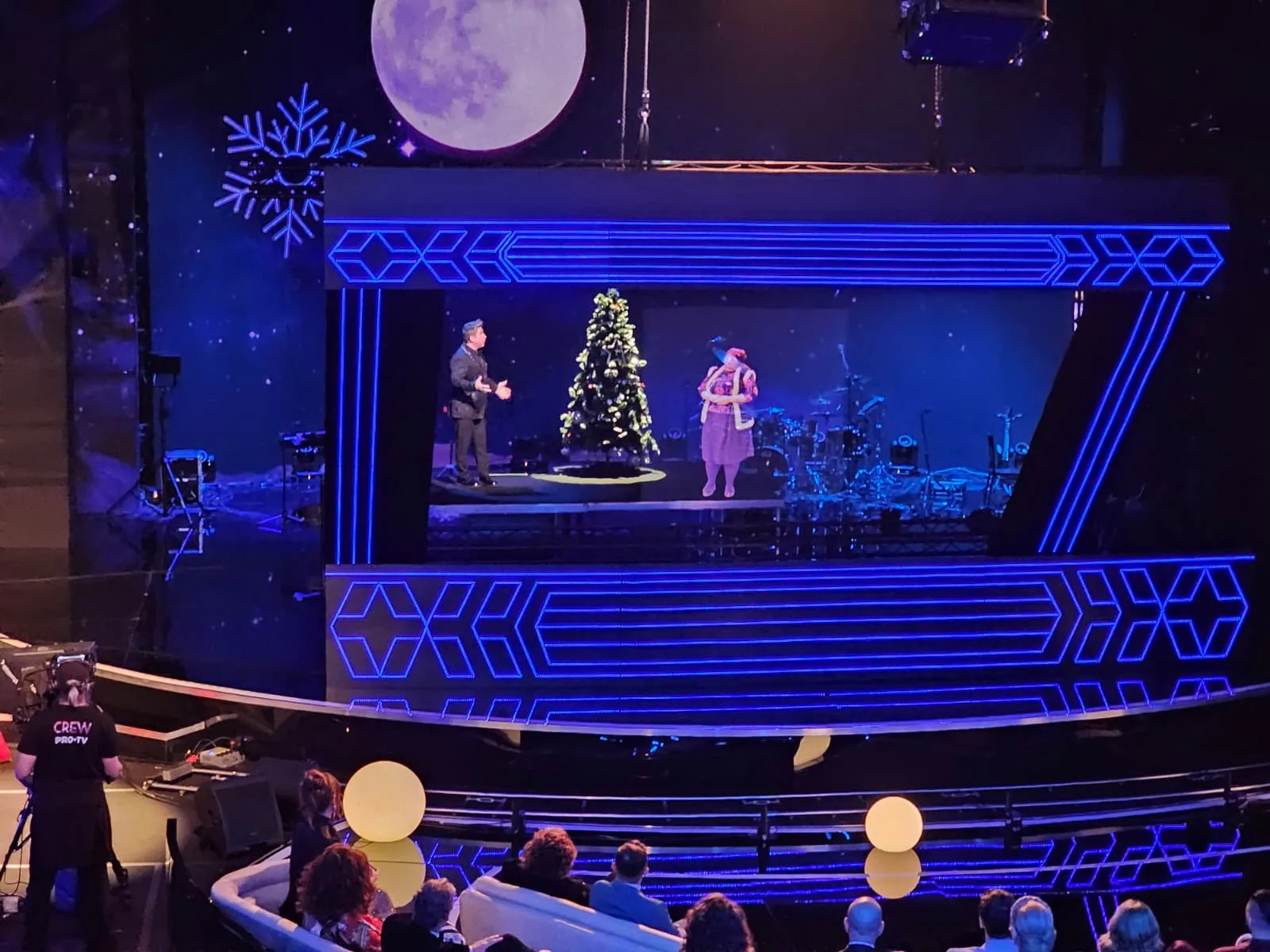 ProTV stage viewed during the holographic performance setup for TV production filming support + hologram at Ștefănești in Ștefănești.